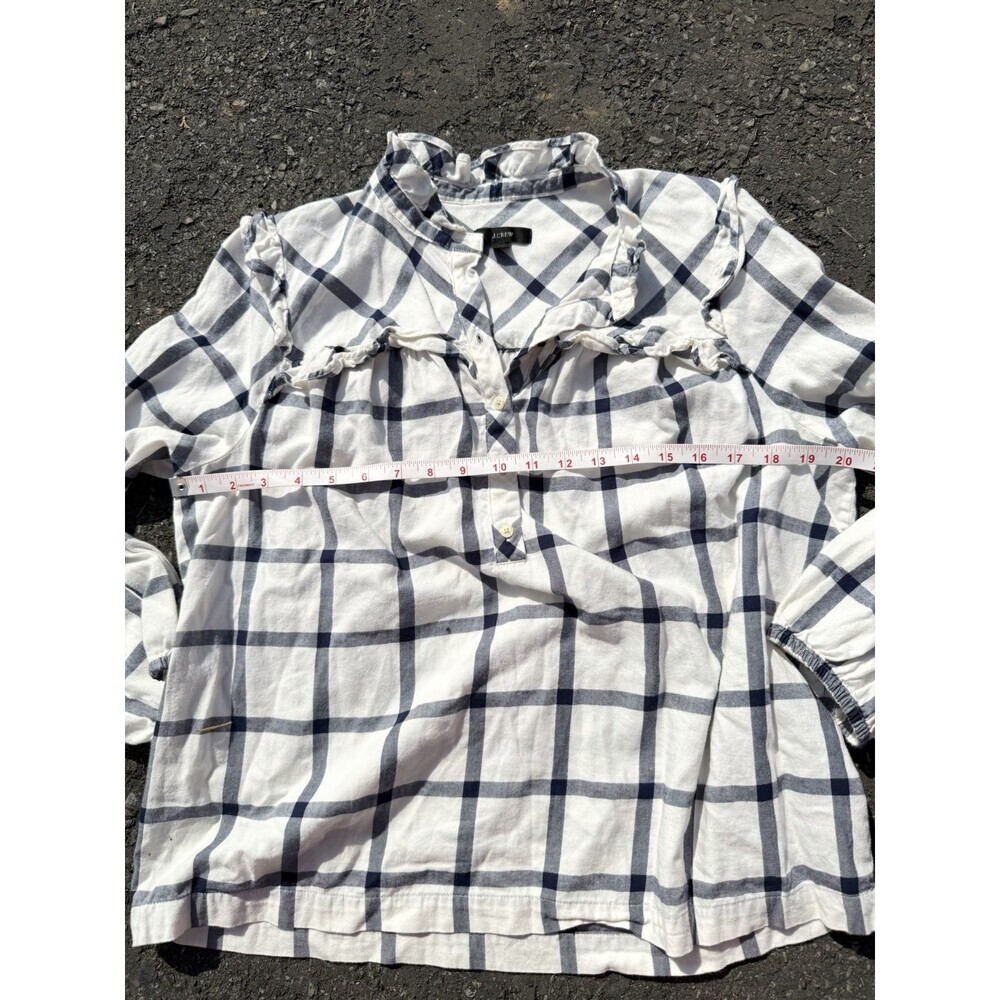 Jcrew Black Label Medium Flannel Blouse Navy White - Picture 5 of 8